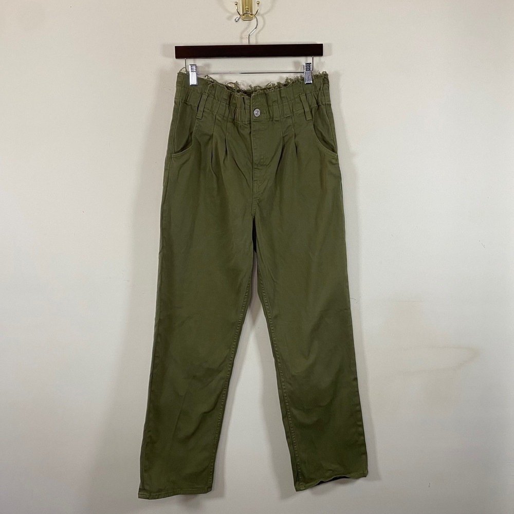 Olive Green Paperbag Waist Trousers